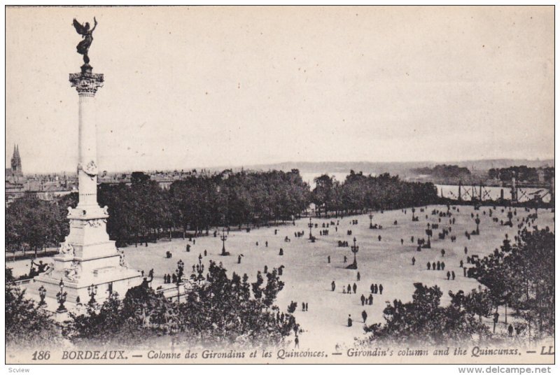 BORDEAUX, Gironde, France, 1900-1910´s; Girondin's Column And The Quincunxs