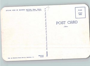 c1960 Skyline View Of Business District Elgin Illinois IL Fox River Dam Postcard