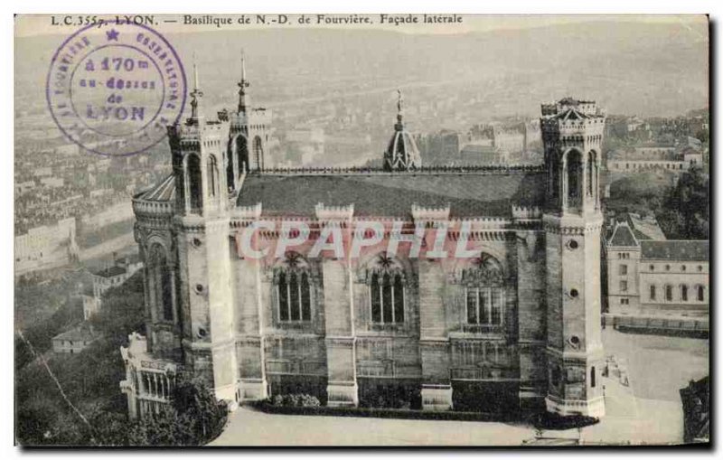 Old Postcard From Lyon Basilica Facade Lateral Fouviere