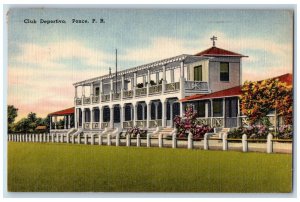 1952 Club Deportivo Exterior Scene Ponce Puerto Rico PR Posted Vintage Postcard 