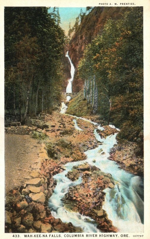 Vintage Postcard Wah-Kee-Na Falls Columbia River Highway Oregon