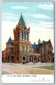 Bridgeport Connecticut~US Post Office Bldg Street View~PM 1906~Vintage Postcard