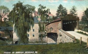 Bridge At Berkley Reading Pennsylvania PA Trees Buildings Landmark Postcard