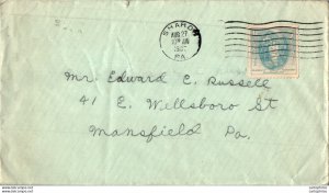 US Cover Sharon Pa 1937  for Mansfield PA