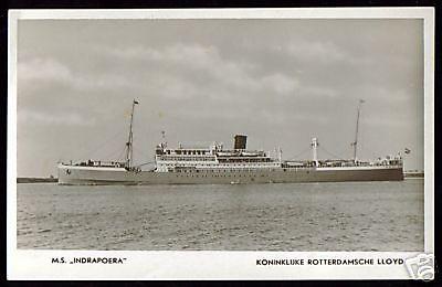 Royal Dutch Lloyd, M.S. Indrapoera (1940s) RPPC 