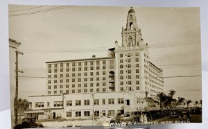 Vintage 1930s Roney Plaza Hotel Miami Beach Florida Scene Old Cars RPPC Postcard