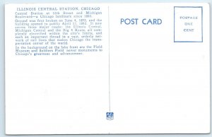 c1930s Chicago, IL Illinois Central Station Railway Depot PC Train Trolley A276