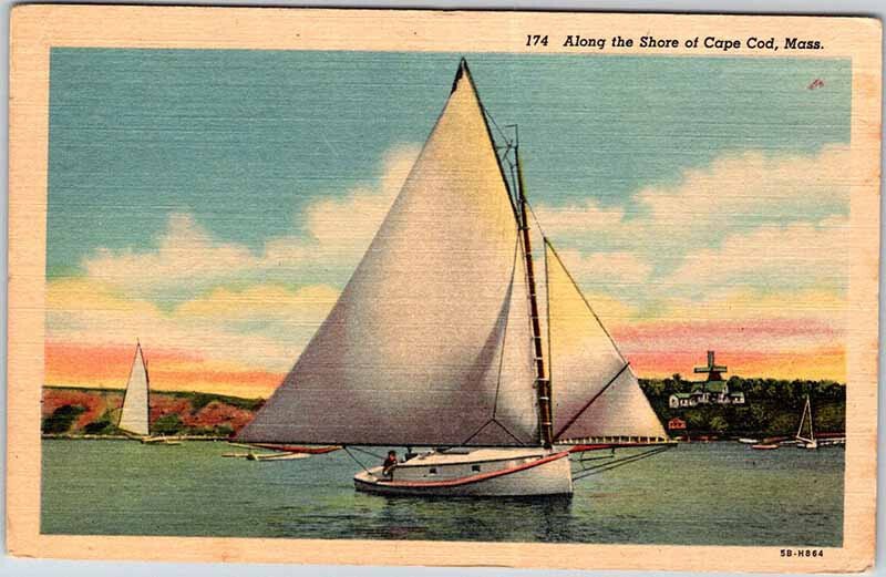 Postcard BOAT SCENE Cape Cod Massachusetts MA AM5769
