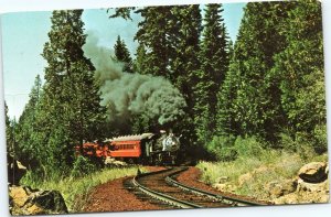 postcard Oregon - The Shasta Huffen Puff old number 25 train locomotive