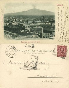 italy, CATANIA, Panorama con Vista dell' Etna, Volcano (1900) Postcard