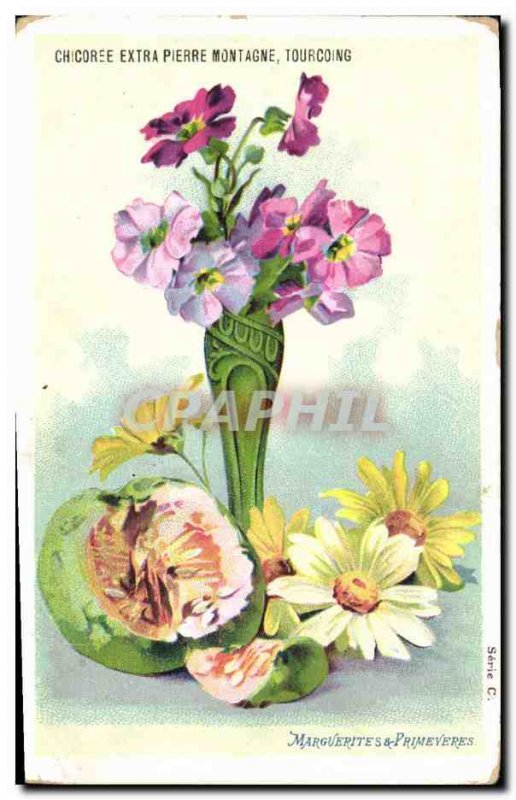 Old Postcard Fantasy Flowers Daisies and Primeveres