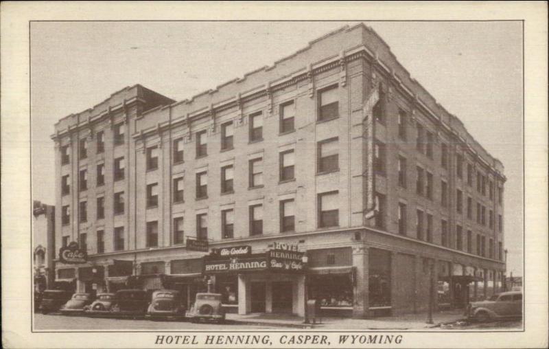 Casper WY Hotel Henning 1940s Postcard