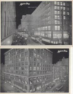 Night In Chicago State & Madison Street USA 2x Old Postcard s