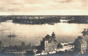 Sweden Stockholm Utsikt fran Mosebacke Vattentorn Vintage RPPC 08.92