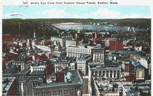 USA Birds eye View From Custom House Tower Boston Massachusetts Postcard 03.85