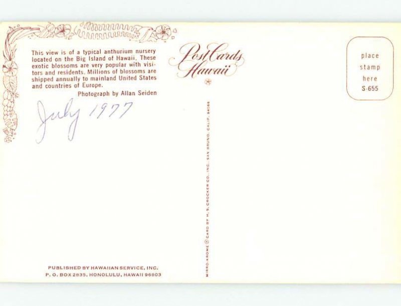 Pre-1980 GARDENER IN FLOWER GARDEN Big Island Of Hawaii HI AD5913