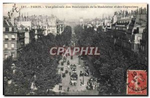 Old Postcard Paris Vue Generale des Boulevards and Madeleine des Capucines