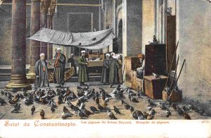 The Pigeons of Sultan Bayaid Mosque of Pigeons Instanbul Turkey 1905c postcard