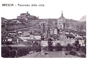 Panorama Della Citta Brescia Italy Black And White Postcard