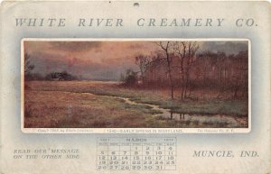 G83/ Muncie Indiana Postcard 1912 White River Creamery Advertising Calendar