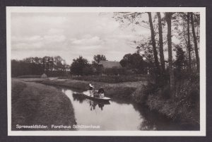 Vintage postcard Spreewald canal boat Forsthaus Schutzenhaus Lubbenau Germany