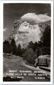 c1940s Black Hills, S.D. RPPC Mount Rushmore Real Photo Postcard Bell Mt SD A87