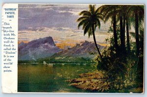 San Francisco CA Postcard Daybreak Papeete Mt. Orohena Tahiti Cruise Advertising