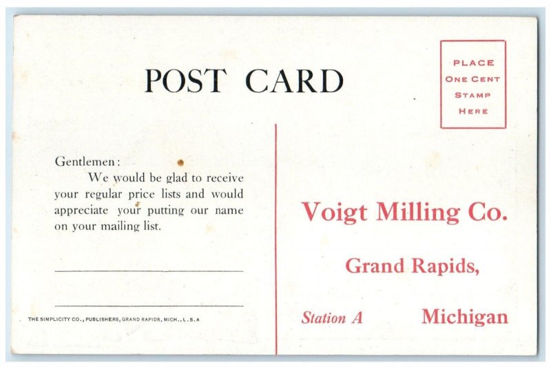 Voight Milling Co. Crescent Flour Grand Rapids Michigan MI Unposted Postcard
