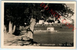 1926 Constantinople, Turkey RPPC 'Vue de Moda' Real Photo Postcard Steamship A27