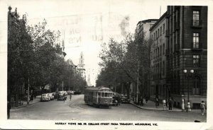 australia, VIC, MELBOURNE, Collins Street Tram (1956) Murray Views RPPC Postcard