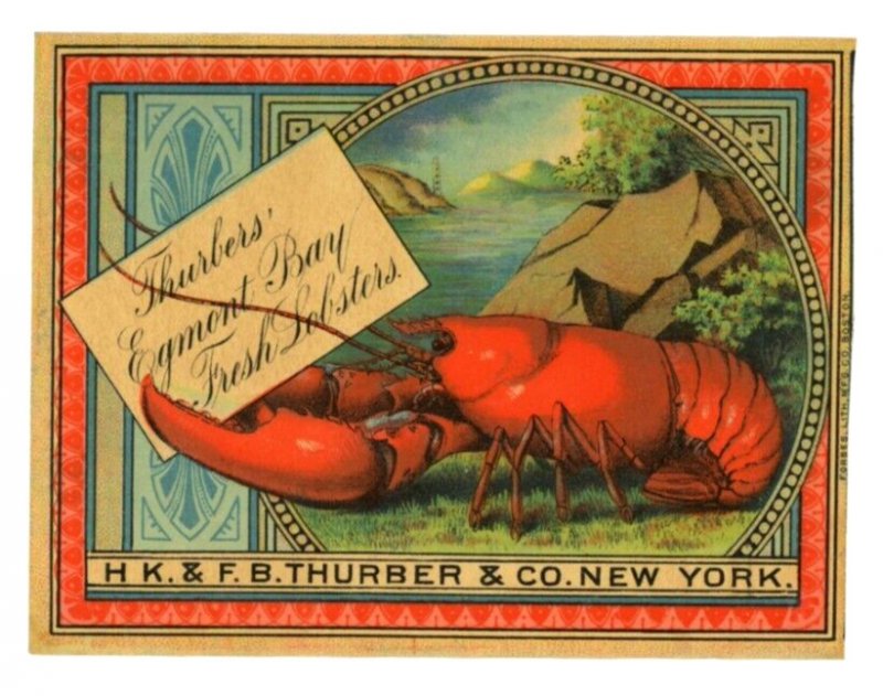 1870s-80s Thurber Can Label Egmont Bay Fresh Lobsters #6M