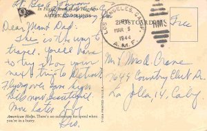 American Airlines Flagship Plane Flight Crew postmarked 1944 postcard