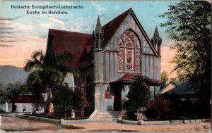 Vintage Postcard German Evangelical Lutheran Church of Honolulu Hawaii JX10