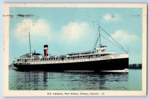 Port Arthur Ontario Canada Postcard S.S. Hamonic 1937 Vintage Posted