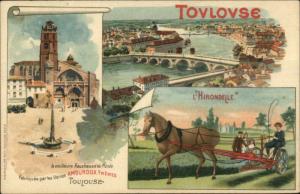 Toulouse France Farm Plow Multi View c1905 Postcard AMOUROUX FRERES