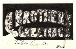 Large Letter Postcard A Brother's Greetings Toldeo Beauties Ohio 1906