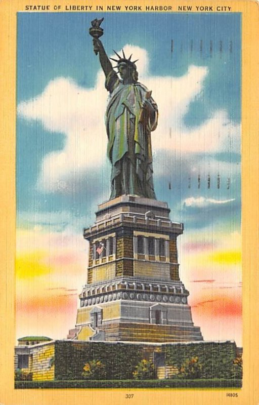 Statue of Liberty New York City, USA 1957 postal marking on front