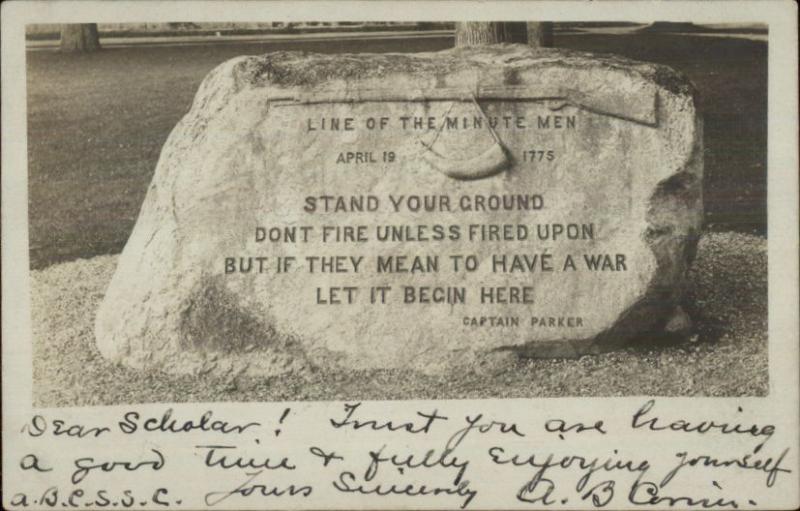 Lynn MA Cancel - Minute Men Monument 1905 Real Photo Postcard