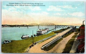 M-41786 Lincoln Highway Lyons and Fulton Bridge over Mississippi River