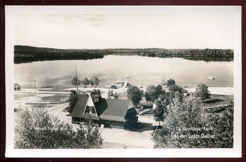 h794 - LAC DES LOUPS Quebec 1950s La Verendrye Park Lodge. Real Photo Postcard