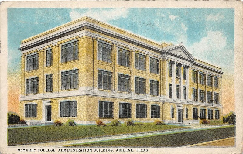 J27/ Abilene Texas Postcard c1925 McMurray College Admin Building  211