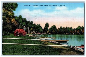 1948 Weldon's Landing Lake James Near Angola Indiana IN Posted Vintage Postcard 