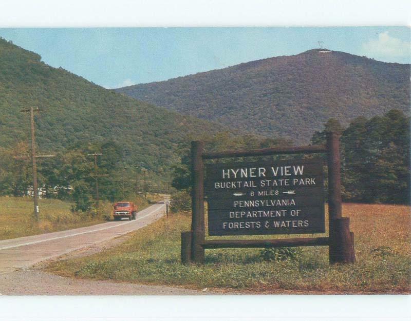 Pre-1980 TRUCK BY VINTAGE SIGN Hyner Park By Lock Haven & Coudersport PA c8632