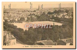 Old Postcard Niort general view and Place de la Breche