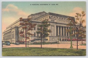 Linen~Municipal Auditorium~Monumental Structure~Corner~Courtyard~St Louis~Vtg PC
