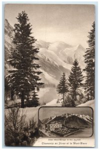 1919 Hotel Beau Rivage Chamonix In Winter and Mont-Blanc France Posted Postcard