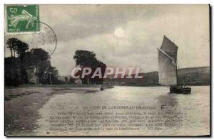 Old Postcard The moon of Landerneau (boat)