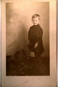 pre-1918 rppc CUTE LITTLE BOY WITH MINI WHEELBARROW great postcard y3927