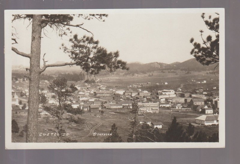 Custer SOUTH DAKOTA RPPC 1929 BIRDSEYE VIEW Black Hills nr Hot Springs SD KB