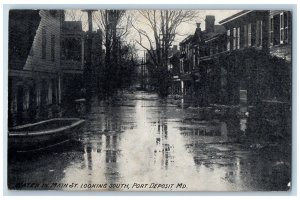 Port Deposit Maryland MD Postcard Water In Main St. Looking South c1910s Vintage